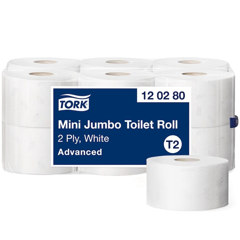 Tork 120280 Advanced mini jumbo toiletpapir 2 lag (12 ruller) T2 | | EU-Blomsten | T2