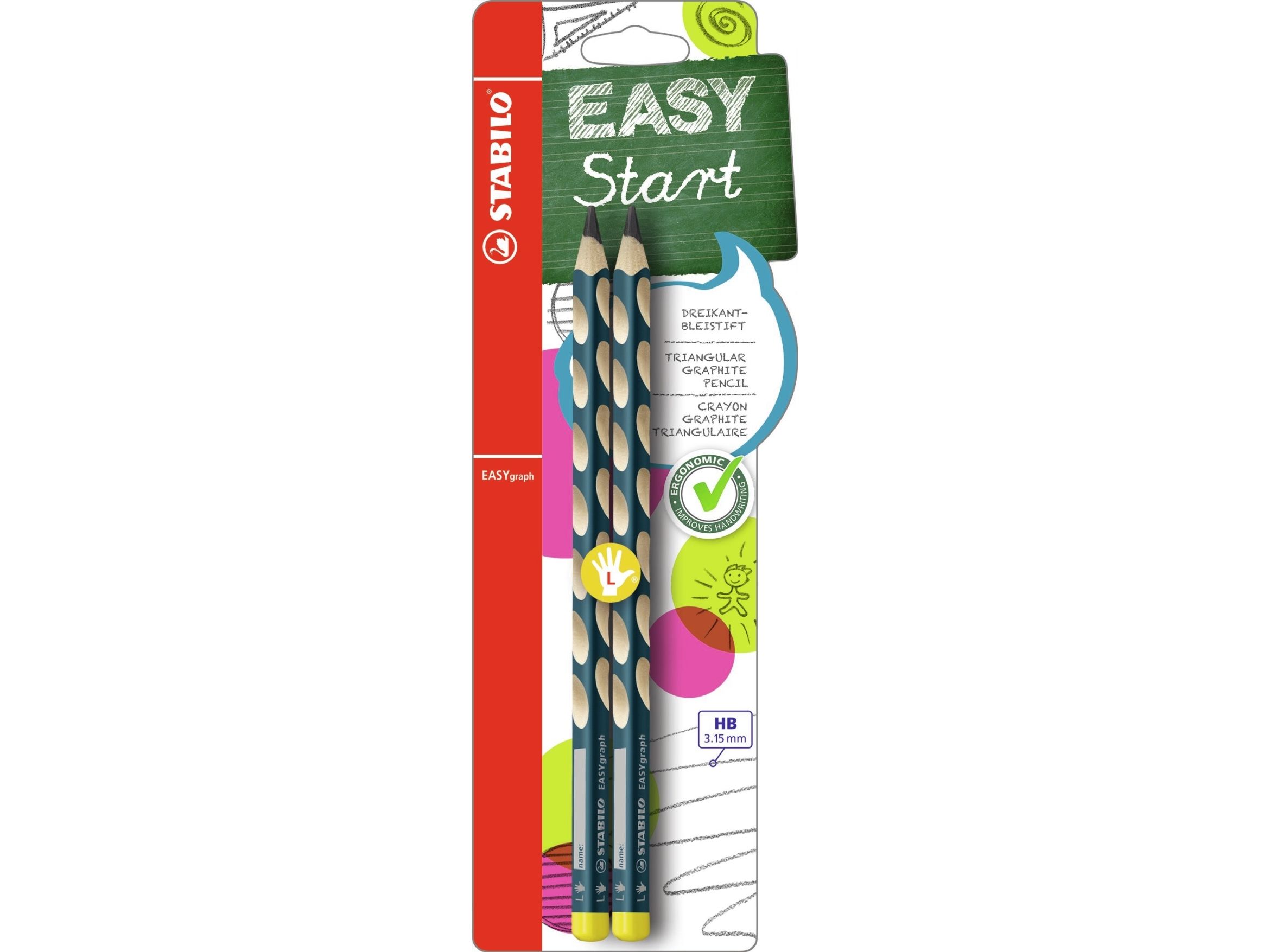 STABILO EASYgraph – ergonomisk blyant til venstrehåndede – HB – petrol – 2 stk.