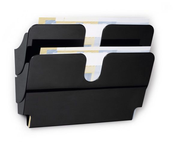Durable Flexiplus - Litteraturholder - Vægmonterbar - 2 Rum - For A4 - Sort