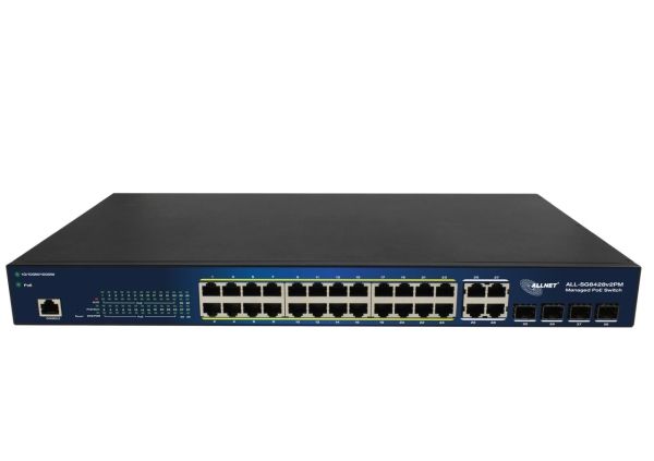 Allnet All-Sg8428v2pm, Administreret, L2, Gigabit Ethernet (10/100/1000), Fuld Duplex, Strøm Over Ethernet (Poe), Stativ-Montering