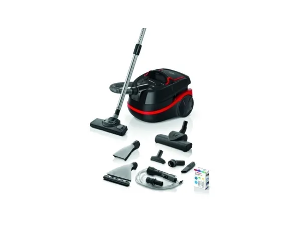 Bosch Serie 4 BWD421POW, 2100 W, Sylinteripölynimuri, Kuiva ja märkä, Yhdistelmä, HEPA, Musta, Punainen