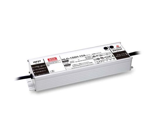 MEAN WELL HLG-150H-24A, 151,2 W, IP65, 90 - 305 V, 47 / 63 Hz, 0.7 - 1.7 A, 6,3 A