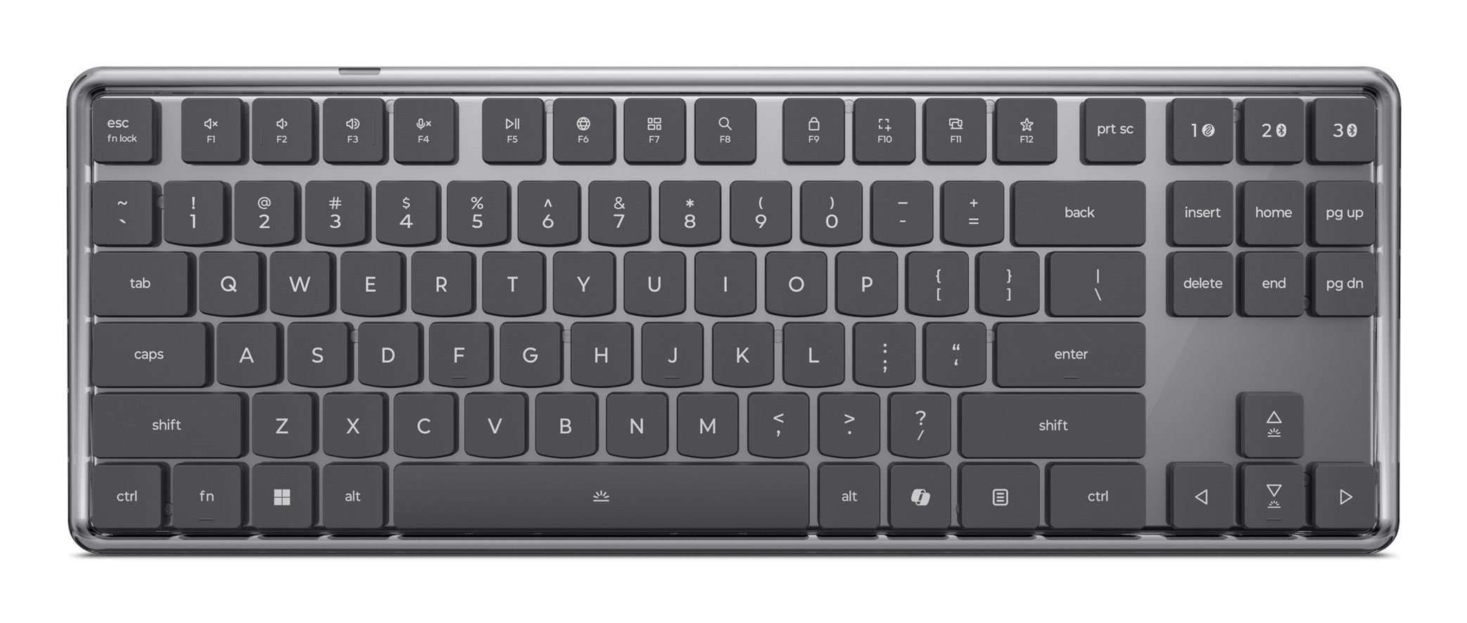 Lenovo 4Y41V37381, Tenkeyless (80 - 87%), Kabel & trådløs, USB + RF Wireless + Bluetooth, Optisk nøglekontakt, LED, Grå