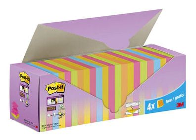Post-it Super Sticky Z-notes, 76 x 76 mm, 6 farver, pakke a 24 stk.