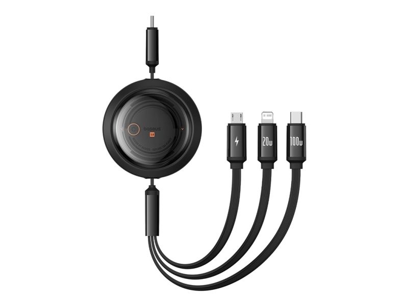 Baseus Free2draw, 1,1 M, Usb C, Usb C/Micro-Usb B/Lightning, 0,48 Gbit/Sek., Sort