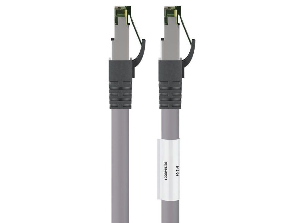 Goobay CAT 8.1 Patchkabel, S/FTP (PiMF), grå 99,9 % iltfri kobberleder (OFC), AWG 24, halogenfri kabelkappe (LSZH), 1 m