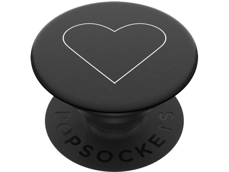 PopSockets White Heart Black, E-kirjan lukija, Matkapuhelin/älypuhelin, Tabletti/UMPC, Passiiviteline, Auto, Sisätila, Ulkona, Musta, Valkoinen