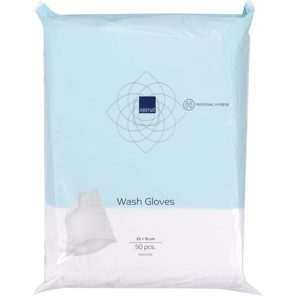 Vaskehandske, dry, Molton, ABENA, 23x16cm, hvid, ultrasonic sealed, engangs - 50 stk./pakke