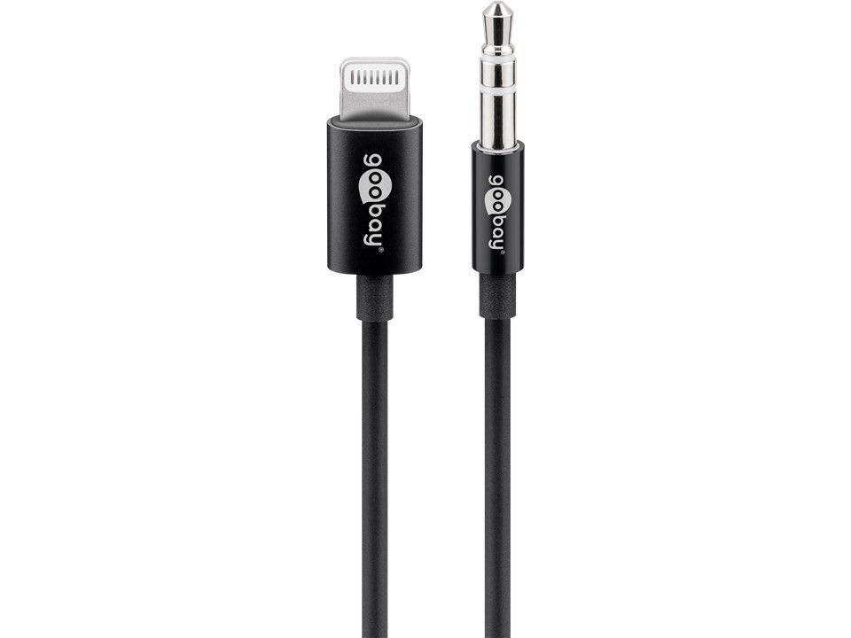 Goobay Apple Lightning Audioanschlusskabel (3,5Mm), 1 M, Schwarz, 1 M, Lightning, 3.5Mm, Stecker, Stecker, Schwarz