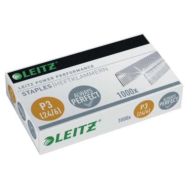 Hæfteklammer Leitz Power Performance P3 - 24/6 - 6 mm - galvaniseret stål - (1000 stk.)