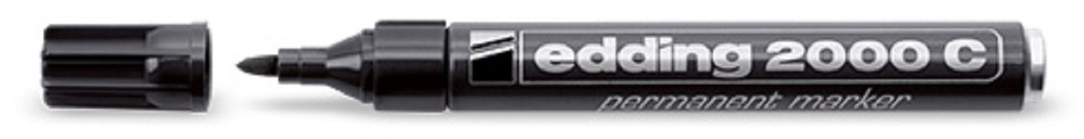 Permanent marker, Edding 2000C, rund, sort