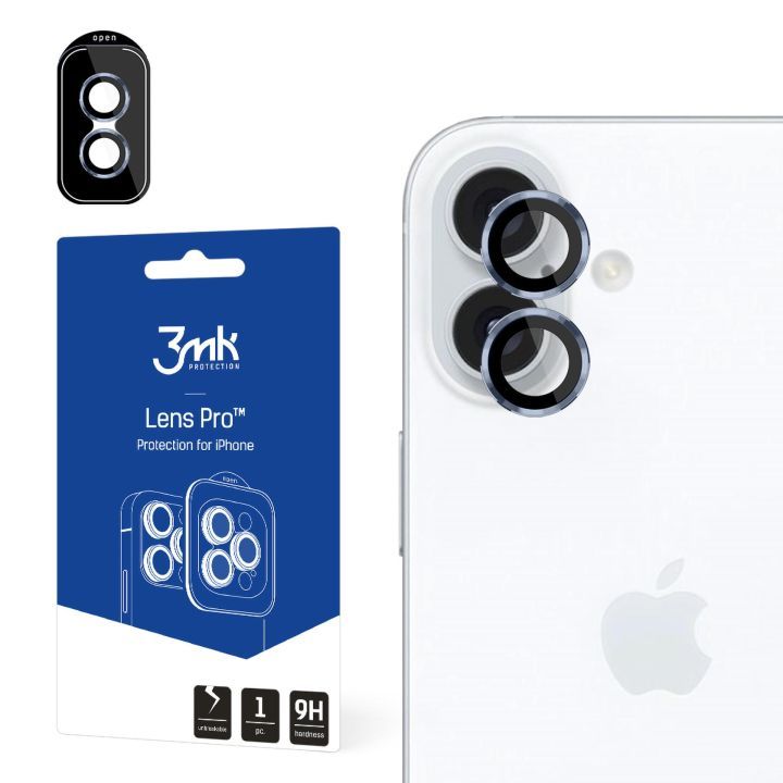3Mk Lens Protection Pro, Apple, Iphone 16 Plus, Iphone 16, Scratch Resistant, Blue, Transparent, 1 Pc(S)