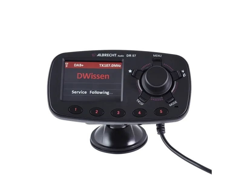 Albrecht DR 57 DAB+ Bilradioadapter – Bluetooth Håndfri, FM Transmitter, 2,4" TFT Display – Sort