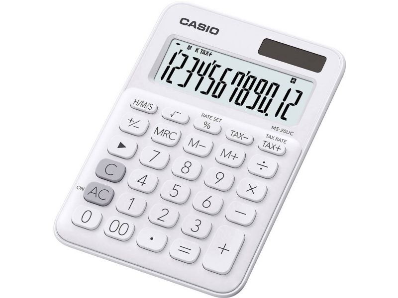 Casio Ms-20Uc - Skrivebords-Regnemaskine - 12 Cifre - Solpanel, Batteri - Pink