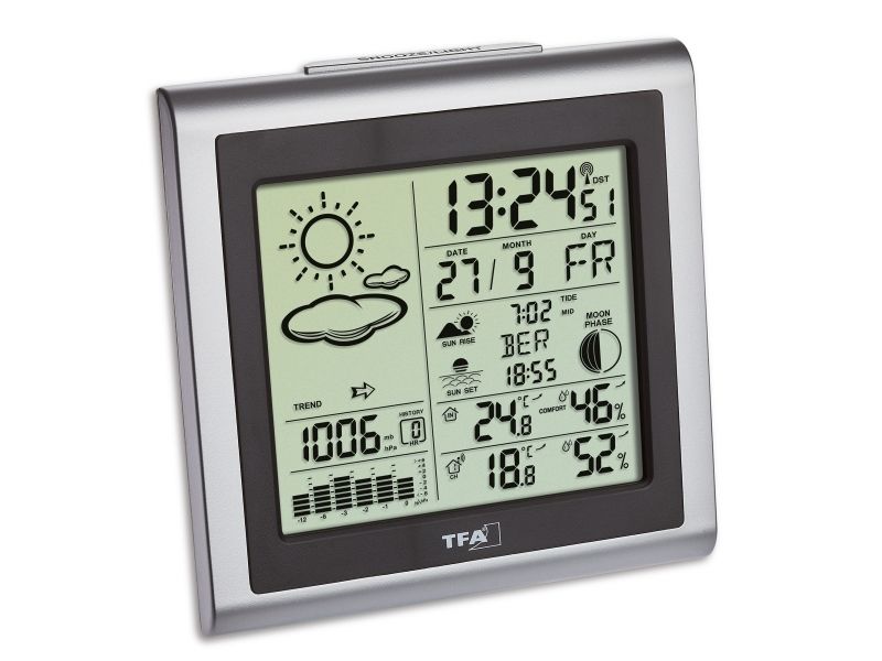 Tfa-Dostmann 35.1145.54, Sølv, Indendørs Hygrometer, Indendørs Termometer, Udendørs Hygrometer, Udendørs Termometer, Barometer, Hygrometer, Nedbør, T