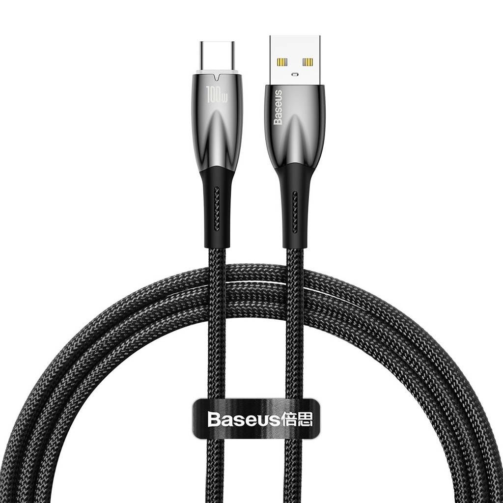 Baseus Glimmer Series Usb-A - Usb-C 100W 480Mbps Hurtigopladningskabel 1M Sort