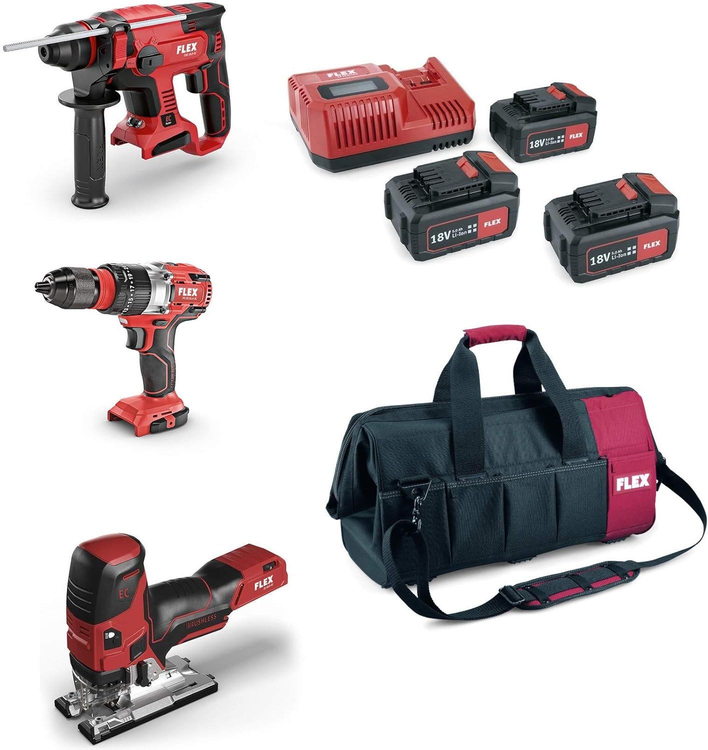 Flexpack 3 X 5,0 Ah Batteri + Lader + Taske