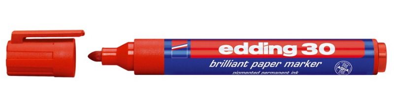 Permanent marker edding 30, rund, 2 mm, rød