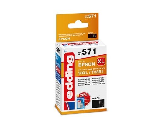 Tintenpatronen Kompatibel Edding Edd-571 Ersetzt Epson 33Xl / T3351 Single Black
