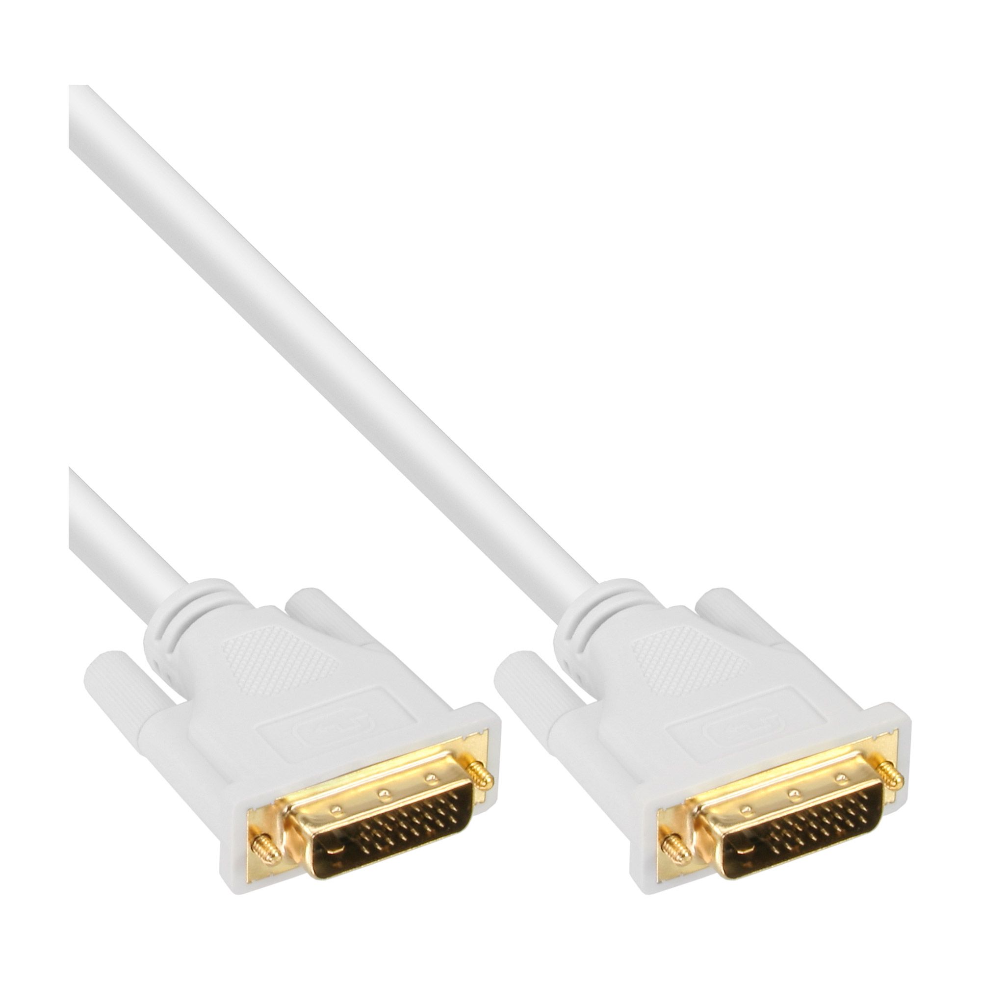 Inline Dvi-D Kabel, Digital 24+1 Stecker / Stecker, Dual Link, Weiß / Gold, 5M, 5 M, Dvi-D, Dvi-D, Stecker, Stecker, Weiß