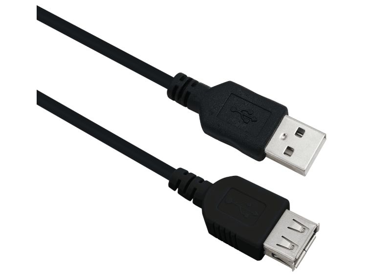 USB 2.0-forlængerkabel Helos 288309 USB-A han til USB-A hun 0,5 m - sort