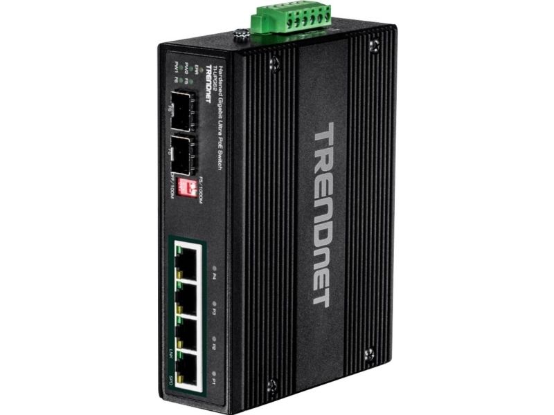 Trendnet Ti-Upg62 - Switch - Unmanaged - 4 X 10/100/1000 (Poe+) + 2 X Gigabit Sfp - Din-Schienenmontage, Wandmontage - Poe+ (240 W) - Gleichstromvers