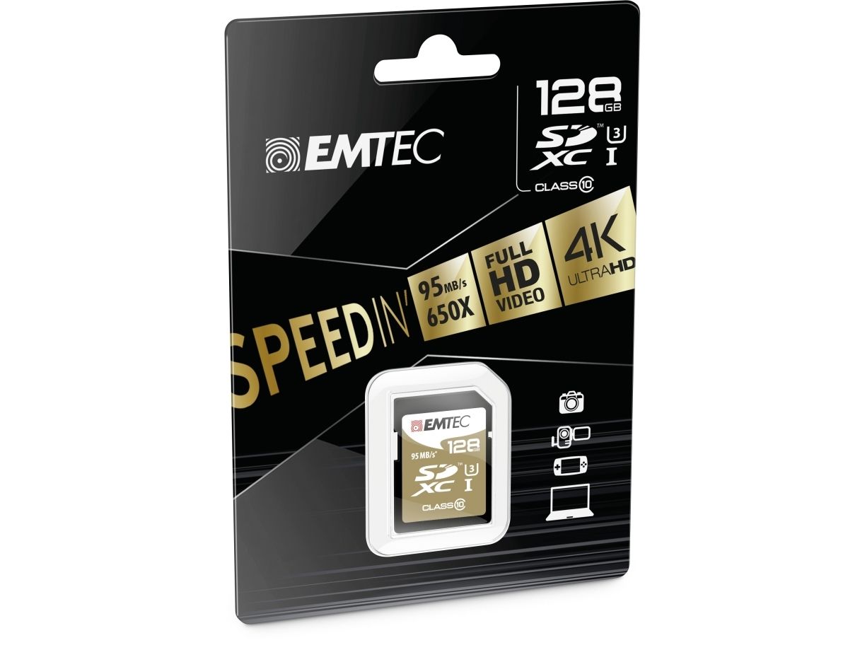 Emtec Ecmsd128gxc10sp, 128 Gb, Sdxc, Klasse 10, 95 Mb/S, 90 Mb/S, Schwarz