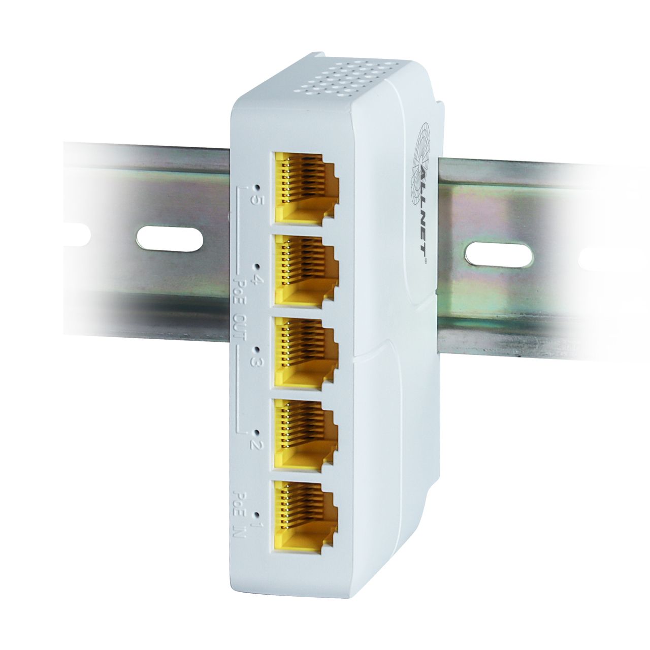 Allnet 222870, Ikke Administreret, L2, Gigabit Ethernet (10/100/1000), Strøm Over Ethernet (Poe), Stativ-Montering, Din Rail