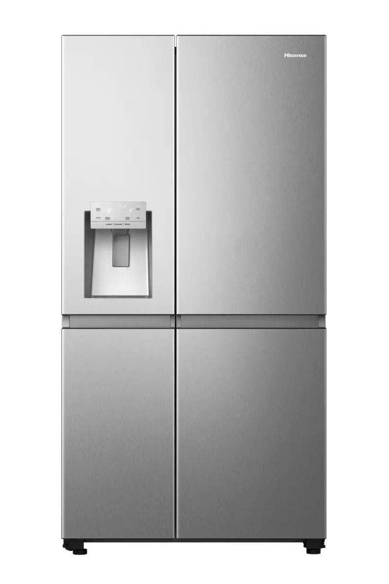 Hisense RS818N4TIC, Fristående, Amerikansk dörr, Grå, Rostfritt stål, Röra, LED, På dörren