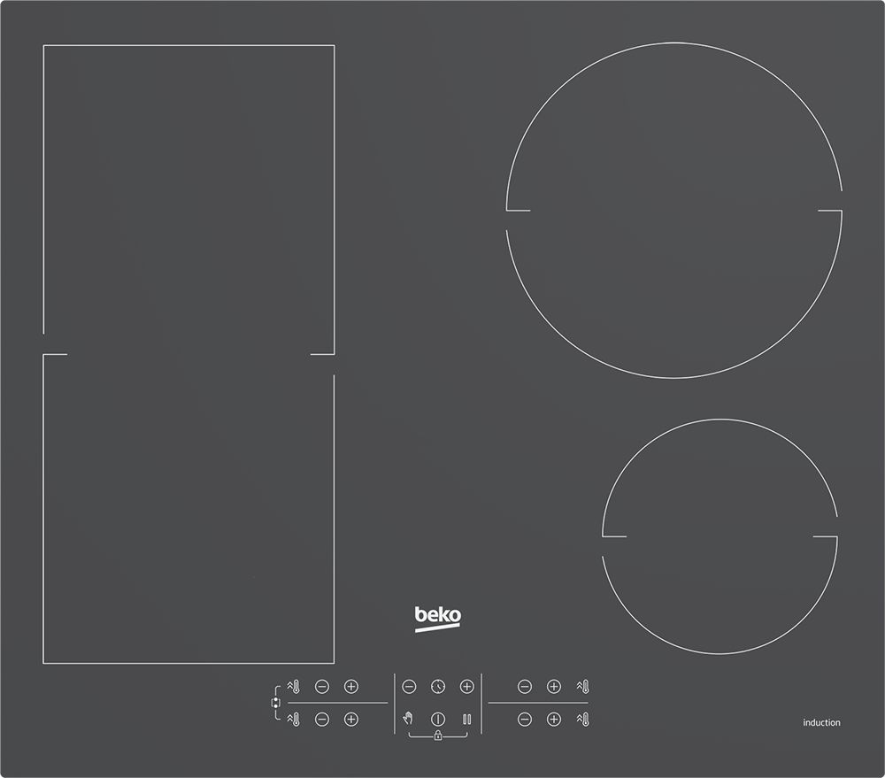 Beko HII64200FMTZG, Grau, Integriert, 60 cm, Zonen-Induktionskochfeld, Glas, 4 Zone(n)