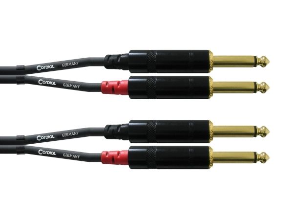 Cordial CFU PP, 2 x 6.35mm, Hanstik, 2 x 6.35mm, Hanstik, 1,5 m, Sort