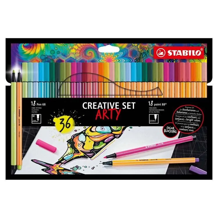 Stabillo Arty Creative set 36 dele | Skrivredskap - Fiberpennor & Fineliner | GameStuff