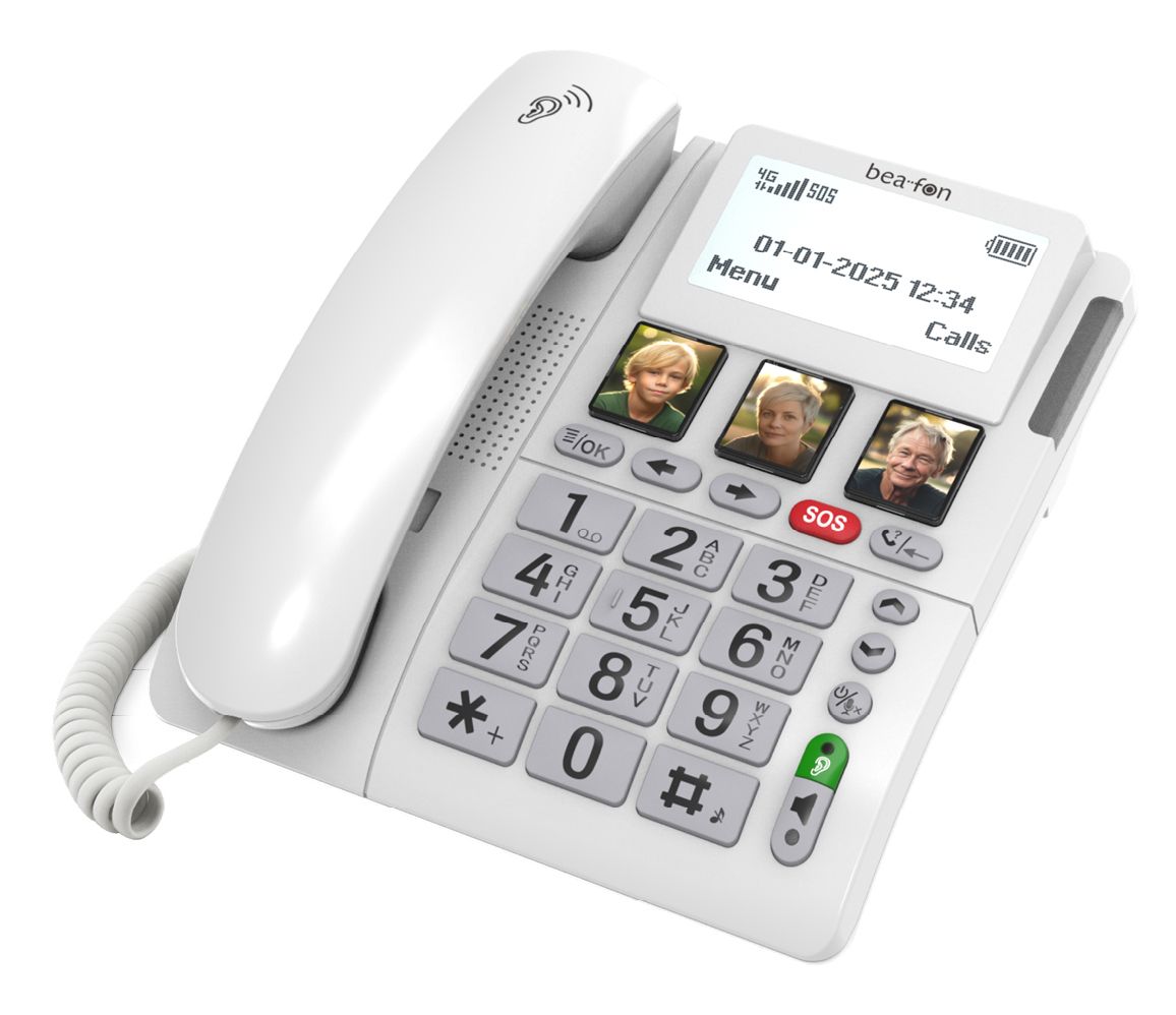 Bea-fon ML10 LTE bordtelefon 4G dual-SIM SOS-funktion frontkamera, hvid