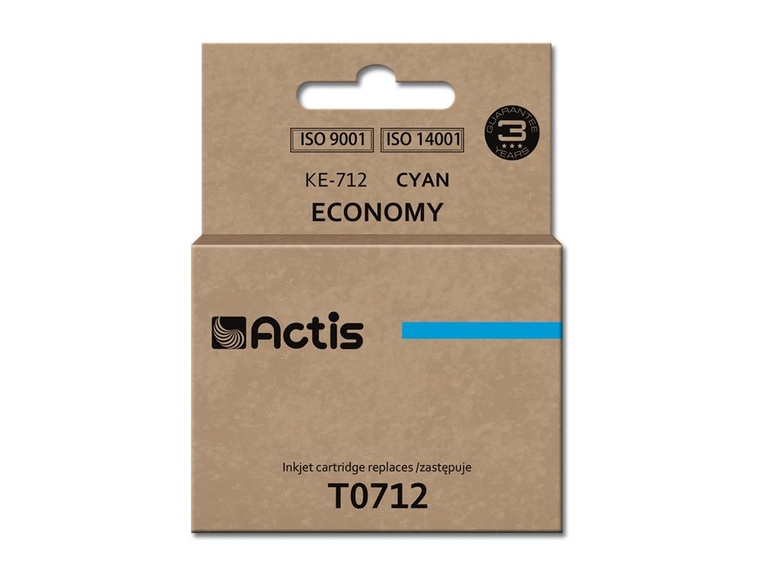 Actis Ke-712 Tintenpatrone (Ersatz Für Epson T0712/T0892/T1002 Standard 13,5Ml Cyan), Standardertrag, Cyan, Tinte Auf Farbstoffbasis, 13,5 Ml, 1 Stüc