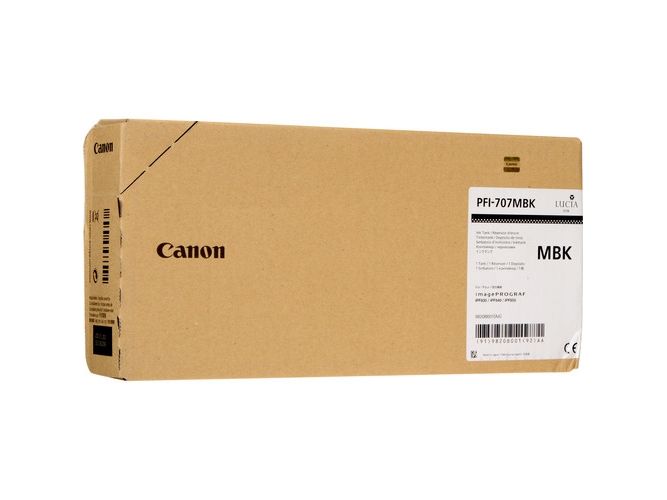 Canon Pfi-707 Mbk - 700 Ml - Mat Sort - Original - Blækbeholder - For Imageprograf Ipf830, Ipf830 Mfp M40, Ipf840, Ipf840 Mfp M40, Ipf850, Ipf850 Mfp