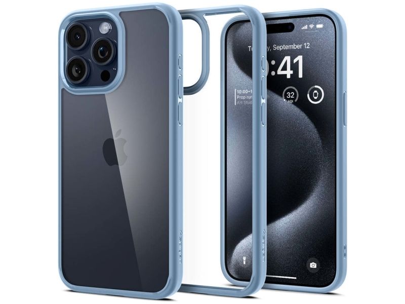 Spigen Crystal Hybrid - sierra blue - iPhone 15 Pro Max - Bild 4
