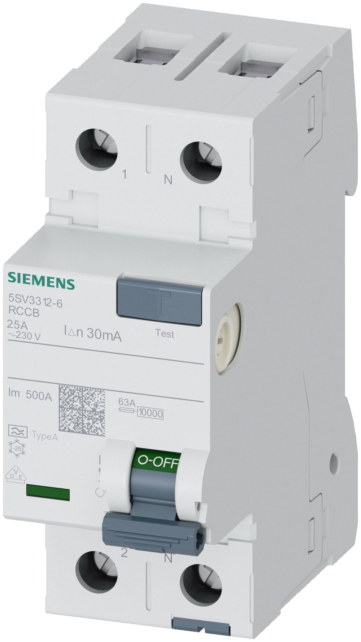 Siemens 5Sv33126gv01 5Sv3312-6Gv01 Fi-Schutzschalter A 25 A 0.03 A 230 V, 10 A, Ip20