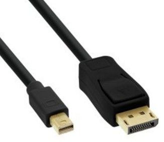 Inline Mini Displayport Zu Displayport Kabel, Schwarz, 2M, 2 M, Mini Displayport, Displayport, Stecker, Stecker, 3840 X 2160 Pixel