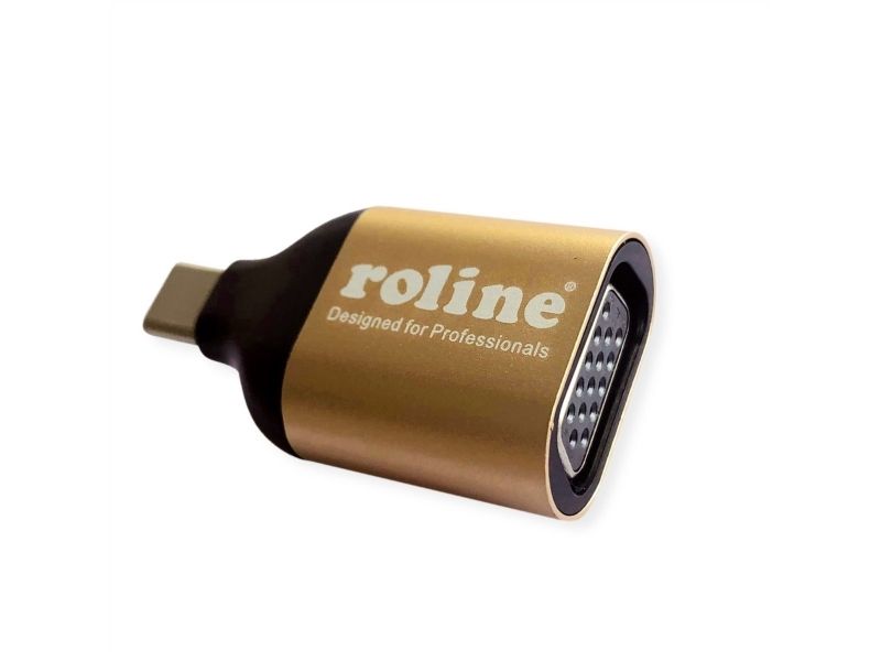 Roline 12.03.3233 Usb-C / Vga Adapter Schwarz, Gold