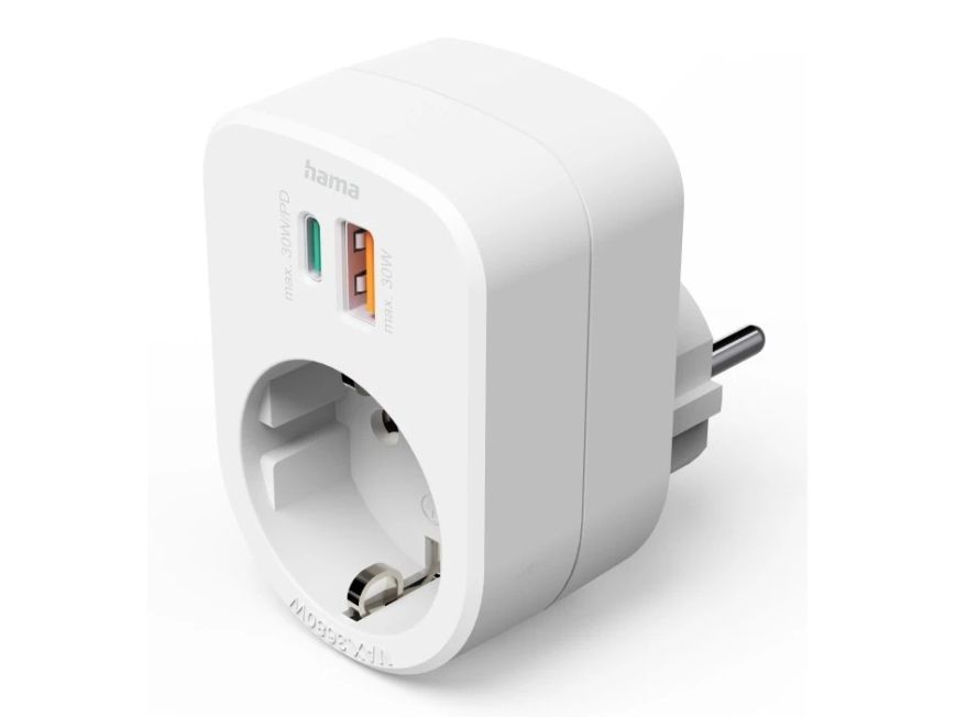 Hama 00223343, Drinnen, Type F (Cee 7/4), Gerade, Kunststoff, Weiß, Power Delivery, Power Delivery 2.0, Power Delivery 3.0