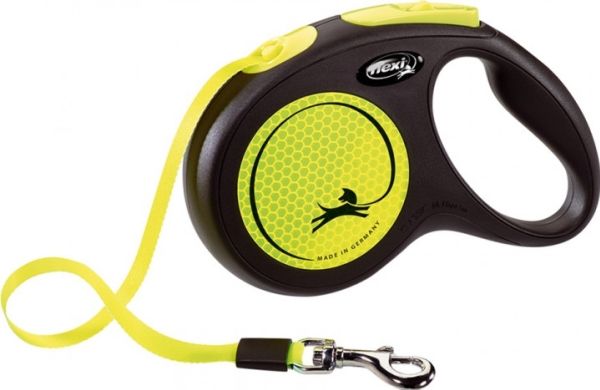 Flexi New Neon Bånd M, 5M, 25Kg, Black/Neon Gul