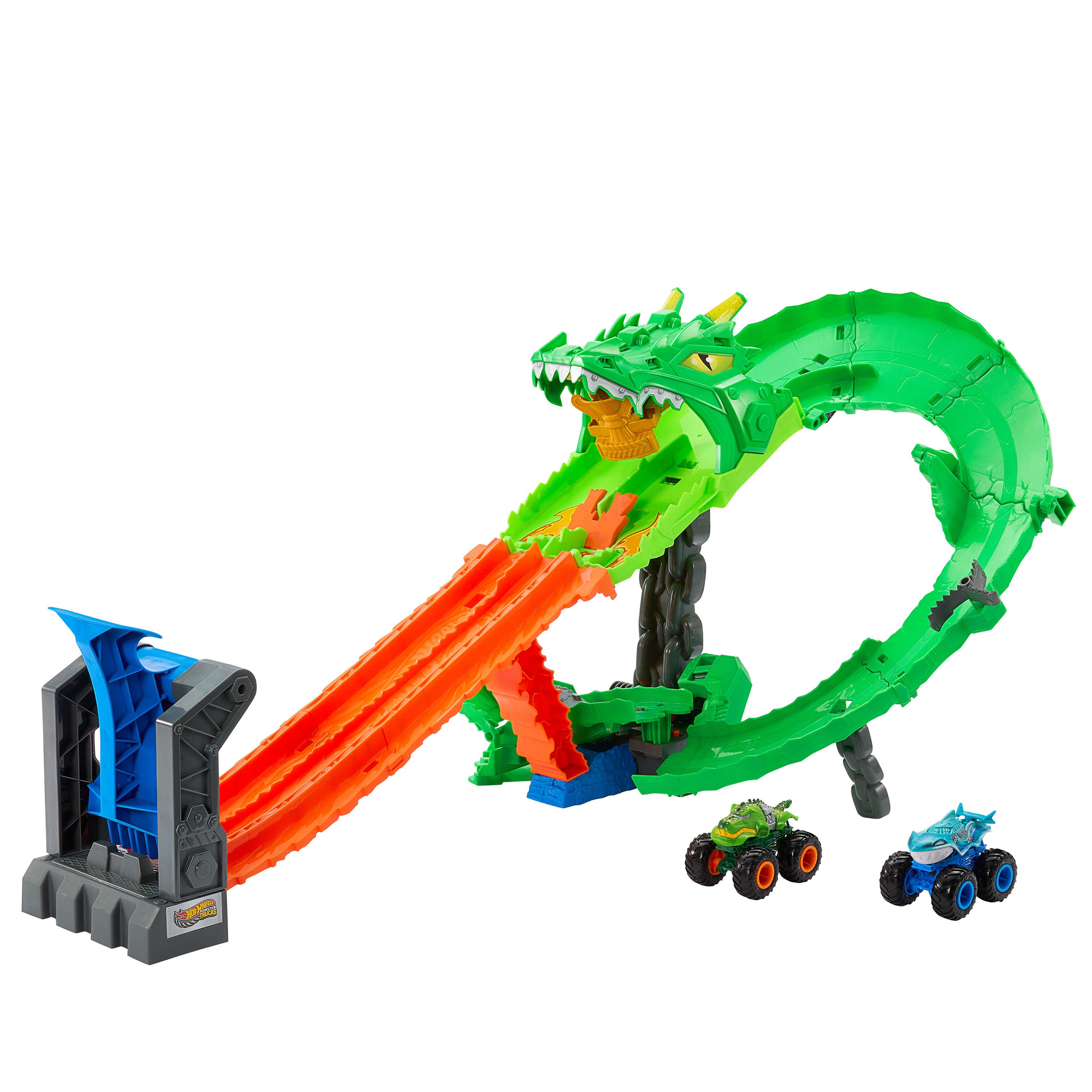 Hot Wheels Monster Trucks JFR06 legesæt, 2 lastbiler, 4 år, Dragon Destruction