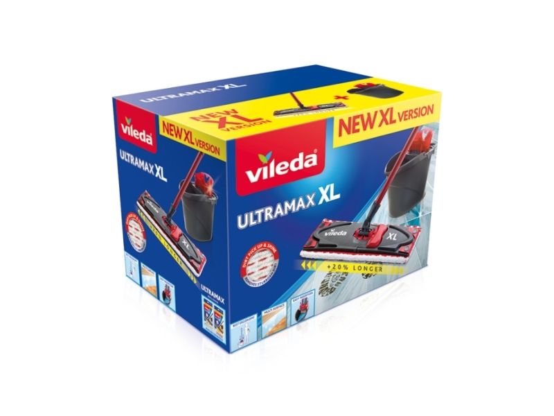 Vileda Ultramax Xl Box, Laminat, Kacheln, Holz, Trocken&Nass, Mikrofaser, Schwarz, Rot