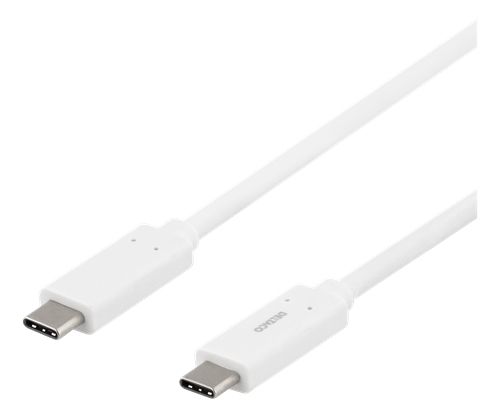 Deltaco - Usb-Kabel - 24 Pin Usb-C (Han) Til 24 Pin Usb-C (Han) - 1 M - Hvid