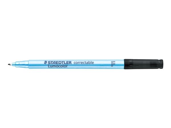 Staedtler Lumocolor Correctable - Markør - Ikke-Permanent - For Overhead-Transparenter, Whiteboard, Film - Sort - 0.6 Mm - Fin - Med Viskelæder