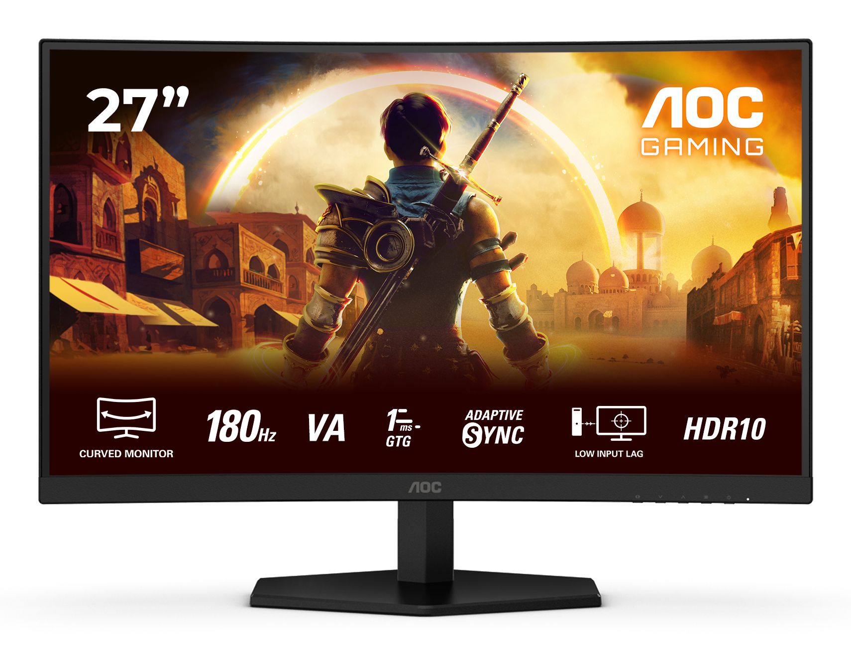 Aoc G4 C27g42e Monitor 27" 180 Hz Fast Va, Gebogen, Schwarz, Rot