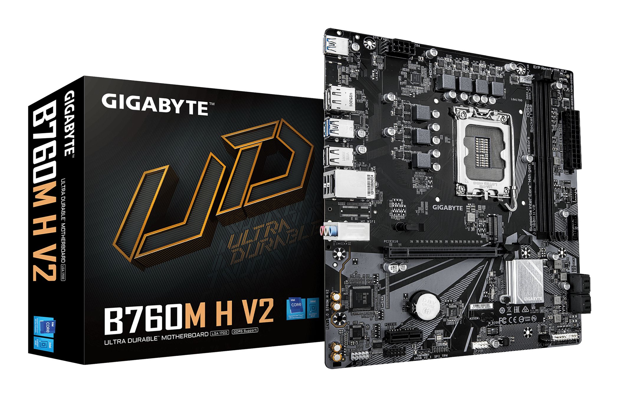 Gigabyte B760m H V2 Bundkort B760 Lga 1700 Micro Atx Ddr5, Sort