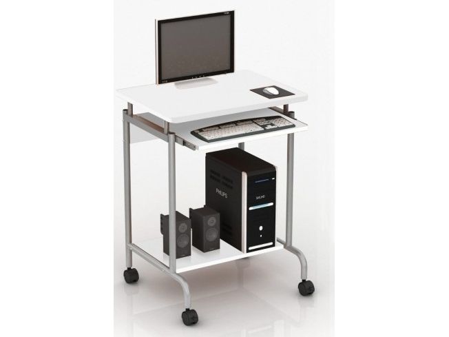 Techly ICA-TB S005W, Lige, Rektangulær form, MDF, Metal, Hjemmekontor, Hvid