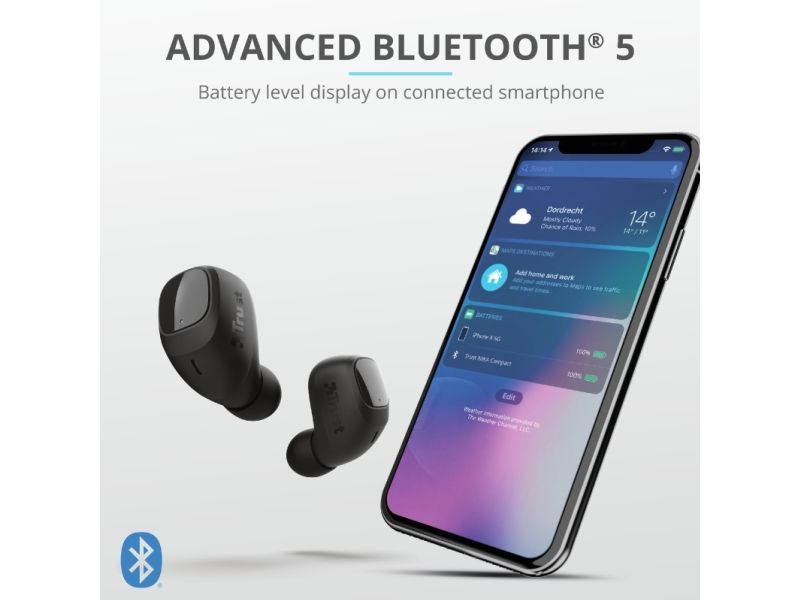 Trust Nika Compact - Ægte Trådløse Øretelefoner Med Mik. - I Øret - Bluetooth - Sort