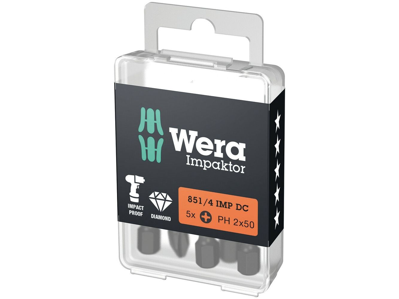 Wera 851/4 Imp Dc Ph Diy, 5 Stk, Phillips, Ph 2, 50 Mm, 50 Mm, 17 Mm